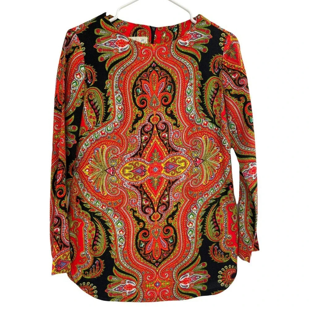 Vintage Park East By Swirl Top Size Small Paisley Psychedelic Mod Tunic Shirt